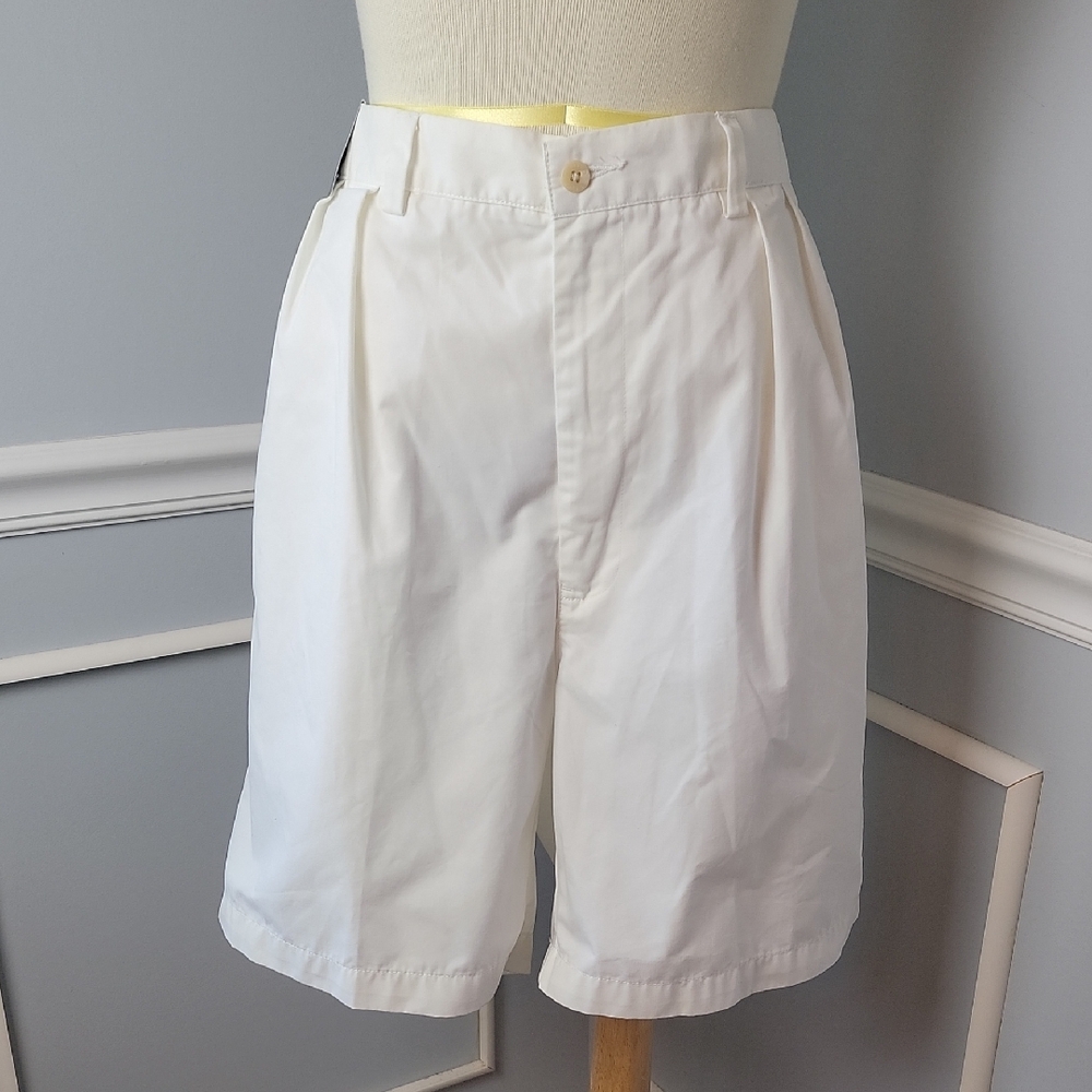 POLO GOLF Ralph‎ Lauren Classic Golf White Preppy Pleated Chino Style Shorts 36